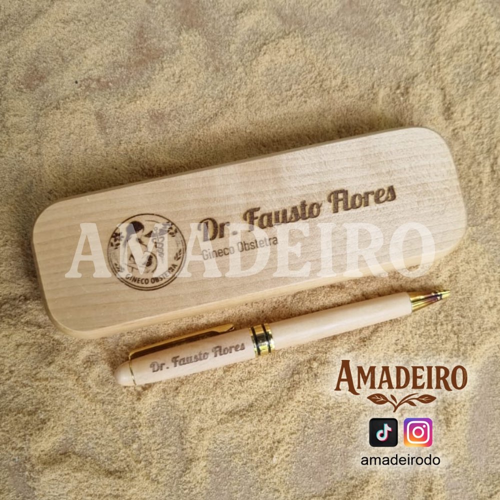 Lapicero de madera personalizado con estuche