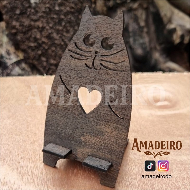 Portacelular de madera (Gatito)