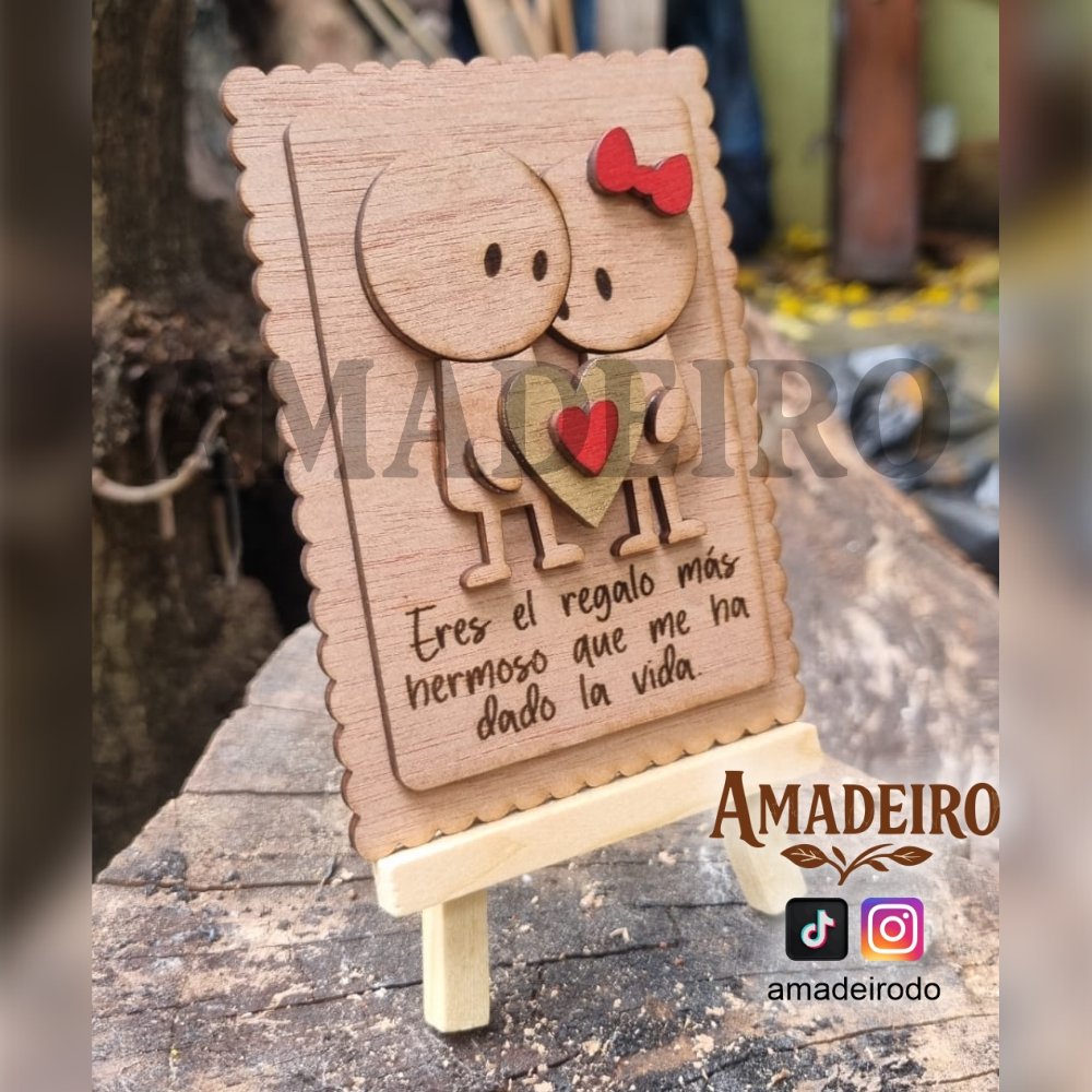Cuadro decorativo en relieve con mini caballete